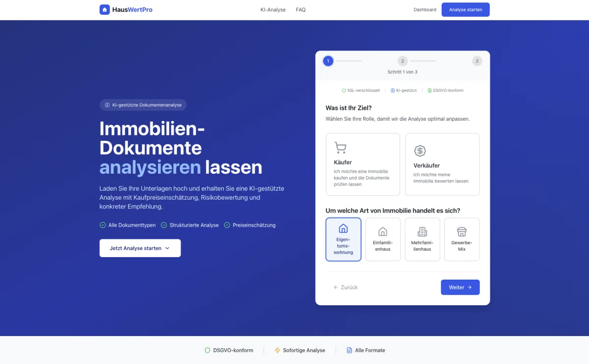 Screenshot von hauswertpro.de